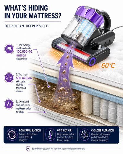 Deep-Clean Mattress Vacuum with Hot Air & HEPA Filter