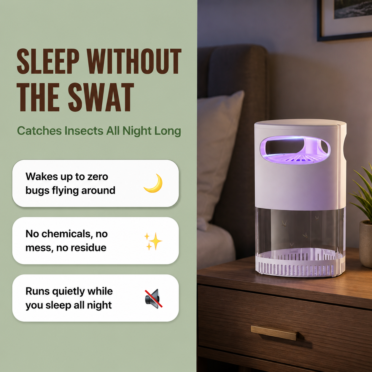 Lunvoro Indoor Insect Trap — UV Light + Silent Suction
