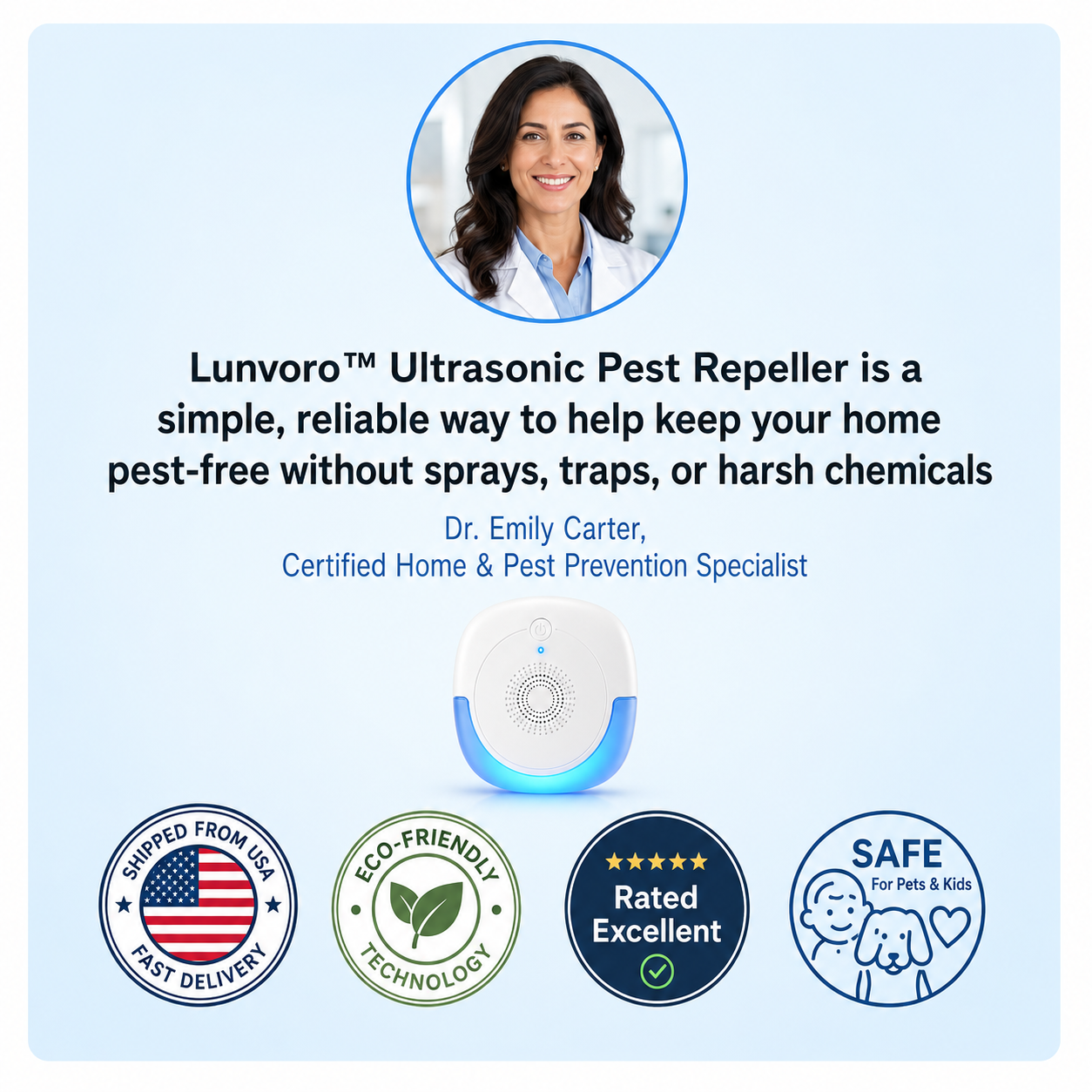 Lunvoro Ultrasonic Pest Repeller — Whole-Home 6-Pack | Plug-In Indoor Defense
