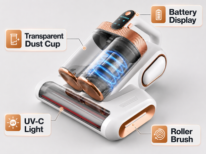Lunvoro Mattress Vacuum Cleaner – UV-C Dust Mite & Allergen Remover, 16KPa Cordless Handheld